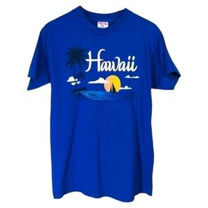 Vintage Brand New Blue Hawaii Single Stitch Puffy Vinyl Print T-Shirt Large